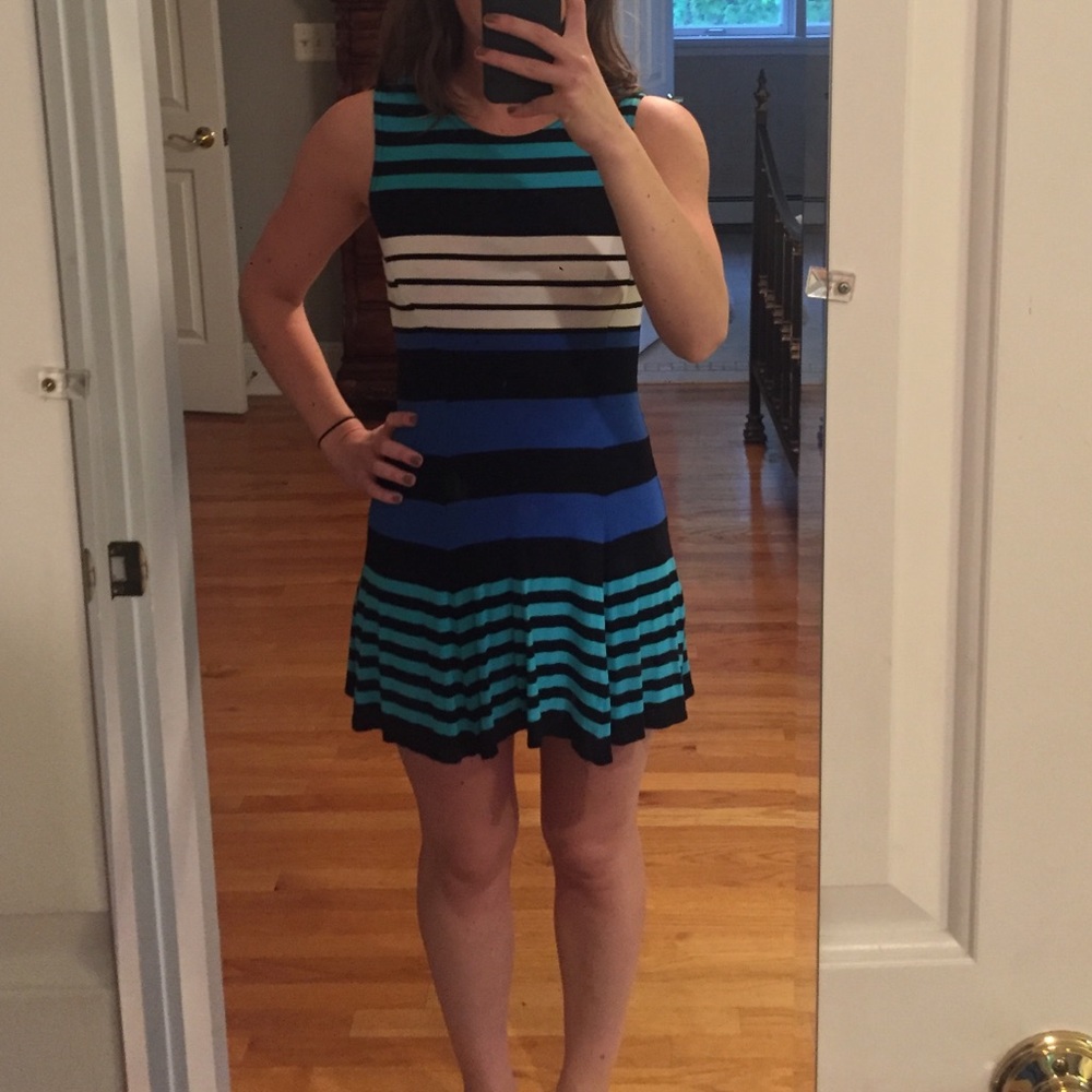 Striped stretch cotton mini dress